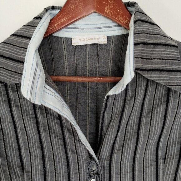 Elisa Cavaletti Blouse Womens Size M Gray Lagenlook Button Front Italy - Picture 2 of 10